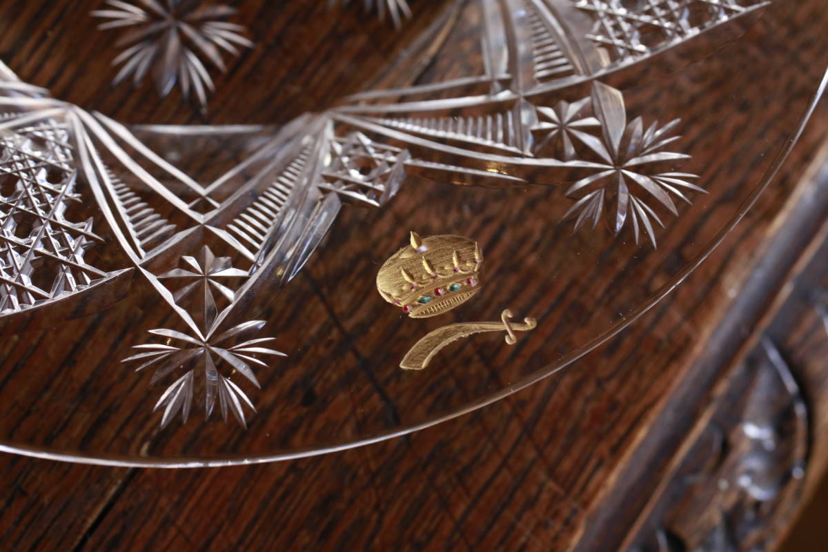 アンティーク バカラ BACCARAT エルベフ プレート 皿 ELBEUF マハラジャ 紋章入り レア 超希少_画像5