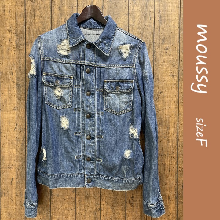  free shipping *moussy damage processing Denim jacket free size | Moussy, denim jacket,G Jean, crash 