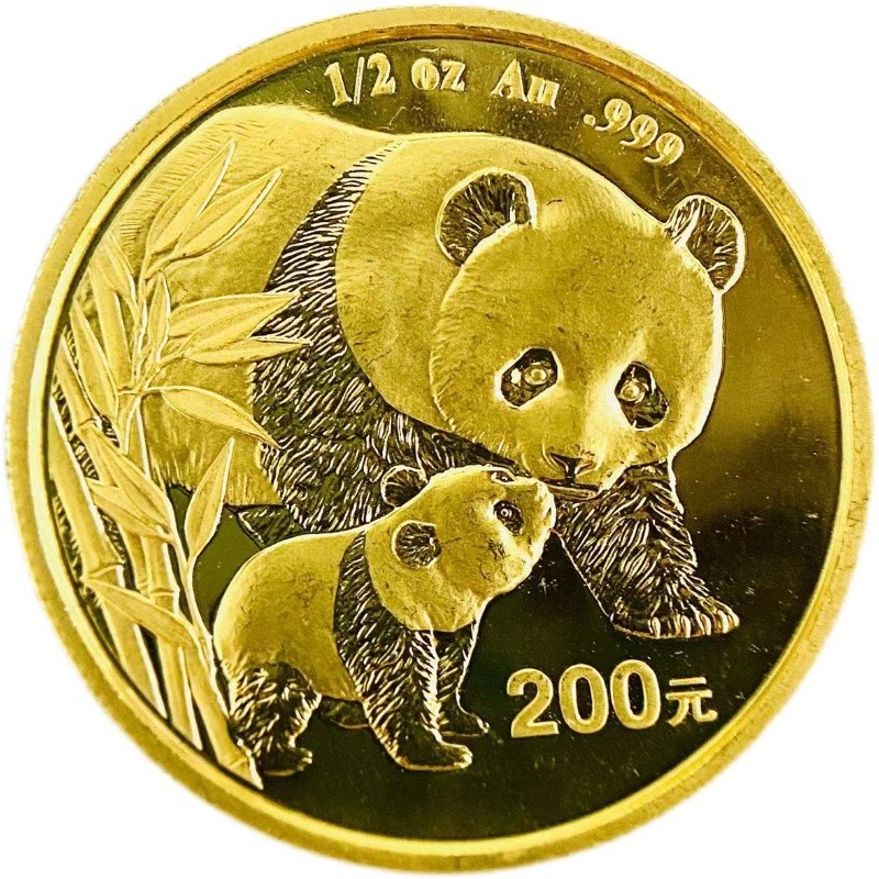 すぐったレディース福袋 2004年 純金 24金 中国 パンダ金貨 15.5g 美品 コレクション GOLD コイン イエローゴールド 1/2オンス アジア