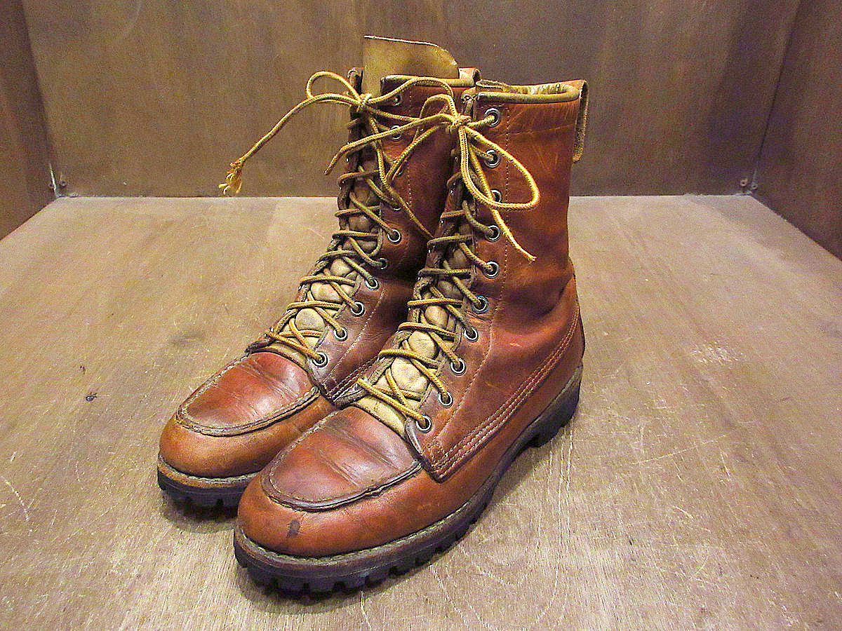 最新情報 ビンテージ70's○モックトゥレザーワークブーツ茶size 7A