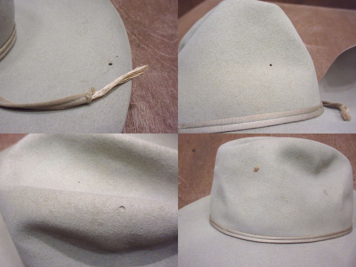  Vintage 40\'s*BRADFORD felt kau Boy hat gray 6 7/8*220322i3-m-ht-flt 1940s Western fe gong hat trilby 