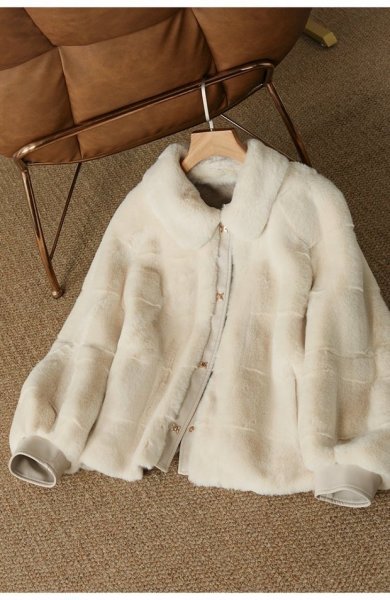 新品暖かいレディースミンク混毛皮コートジャケットホワイトL Lサイズ