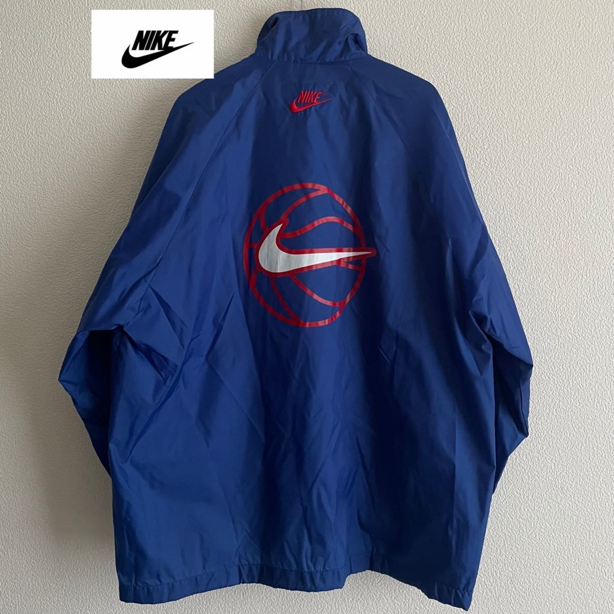 NIKE 銀タグ 白タグ 90s ナイロンジャケット バスケ ロゴ刺繍 青 NIKE 銀タグ 白タグ 90s ナイロンジャケット バスケ ロゴ刺繍 青