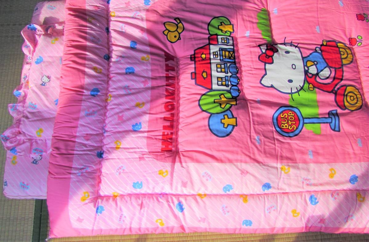  ultra rare! Showa Retro *1976 year tag attaching Hello Kitty baby futon set pillow .. bed ( with cover ) west river * Sanrio 70 period 80 period that time thing fancy 