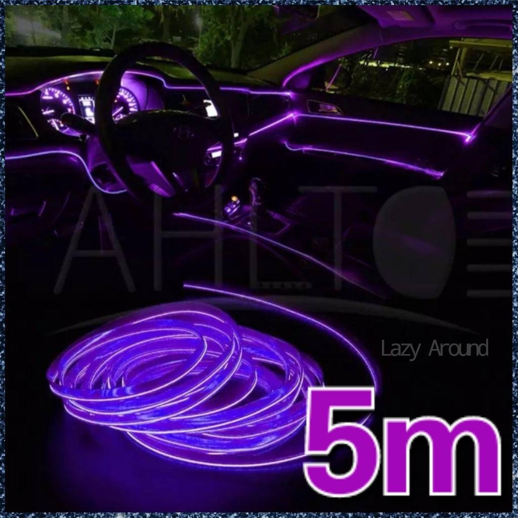 【5m】LEDライトチューブ ネオンワイヤー 車内イルミネーション EL カー用品 カーライト 車用装飾 ネオンライト