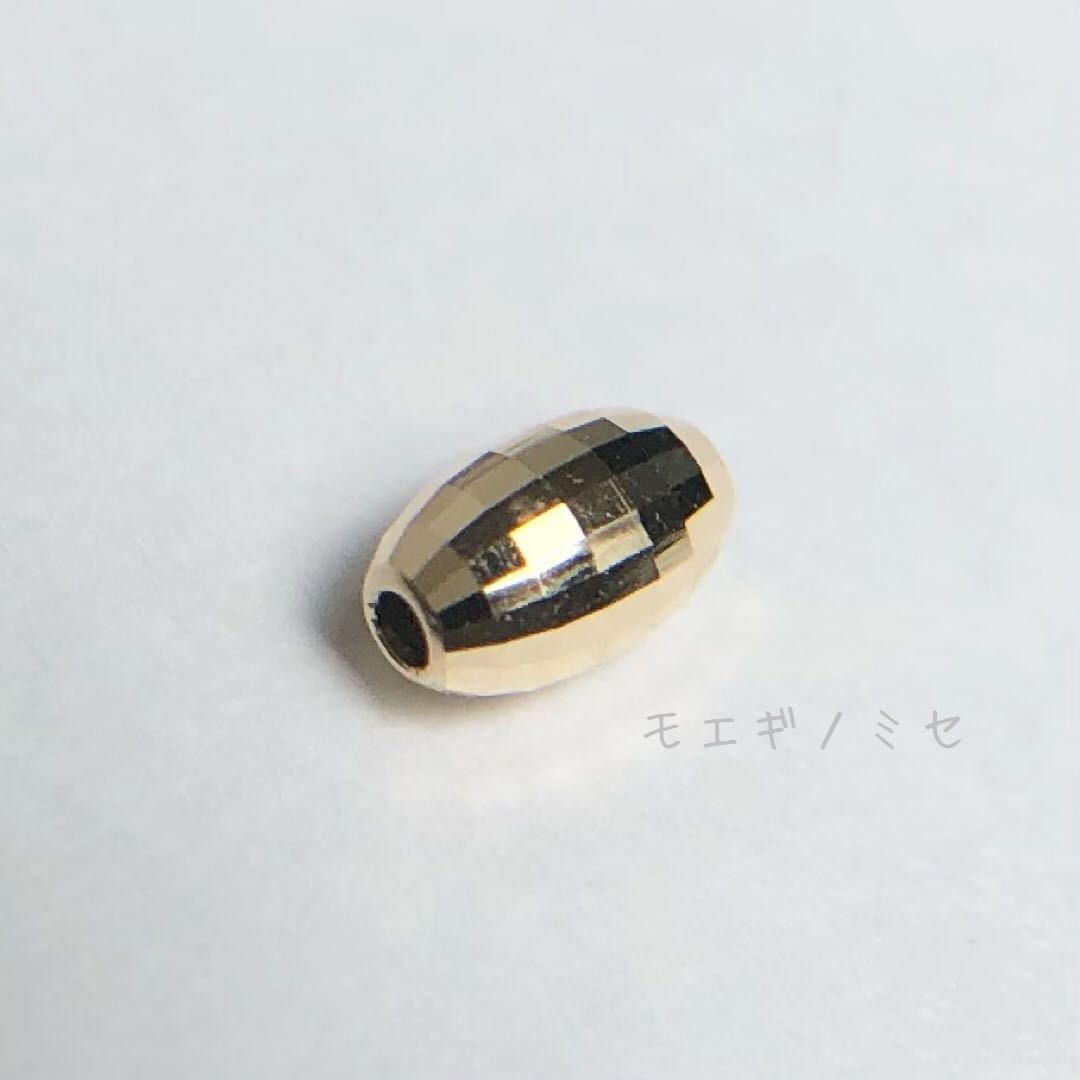 K18 横長ミラーボールビーズ 8個セット 18金 日本製アクセサリーパーツ
