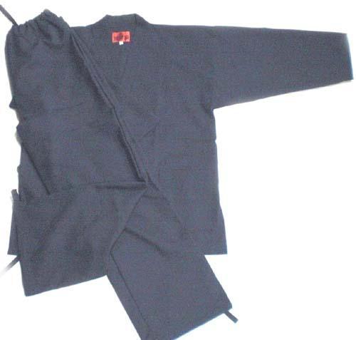 ウール作務衣（濃紺A）　L　日本製 作務衣