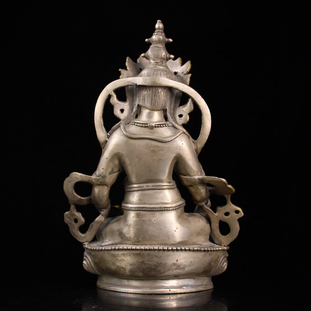 蔵友旧蔵出 銅製 塗金 塗銀 黄財神仏像 極細工 中国古玩 中国古美術 
