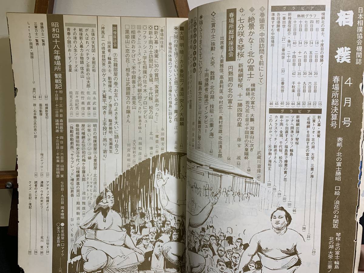 『WS 相撲 1973年4月号「横綱北の富士勝昭 堂々10回目の栄冠！」側面傷み有り』_画像4