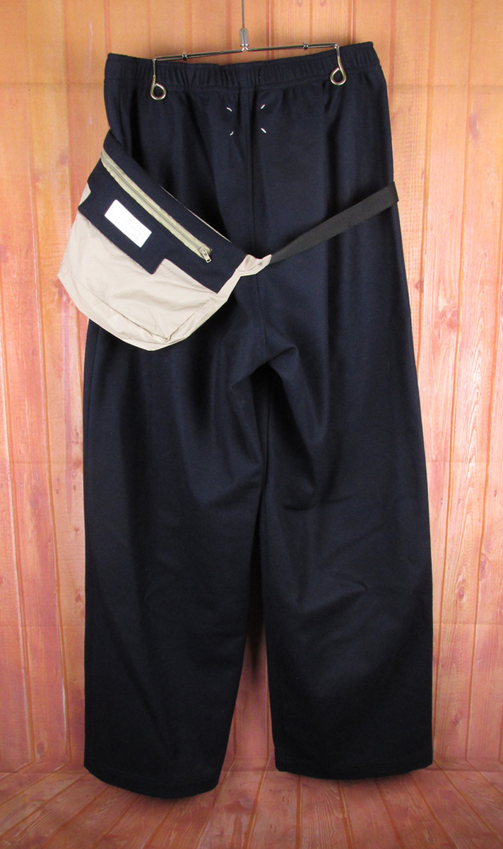 MFP14150 Martin Margiela マルタンマルジェラ 10 S30KA0553 WIDE LEG WAIST POUCH WOOL TROUSERS パンツ 46 ブラック系 未使用_画像1