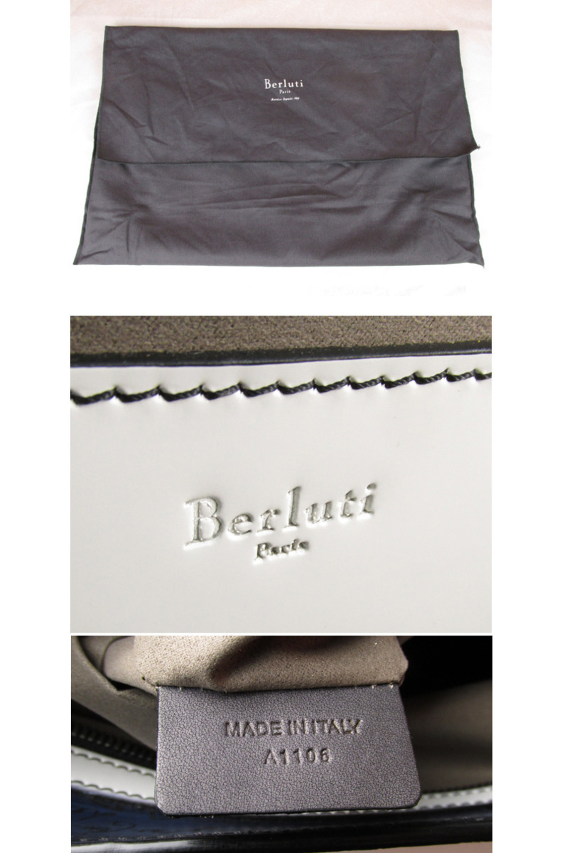 MYO12060 Berluti ベルルッティ Toujours トゥジュール カリグラフィ レザー トートバッグ DEEP ROTHKO×WHITE 新品_画像5