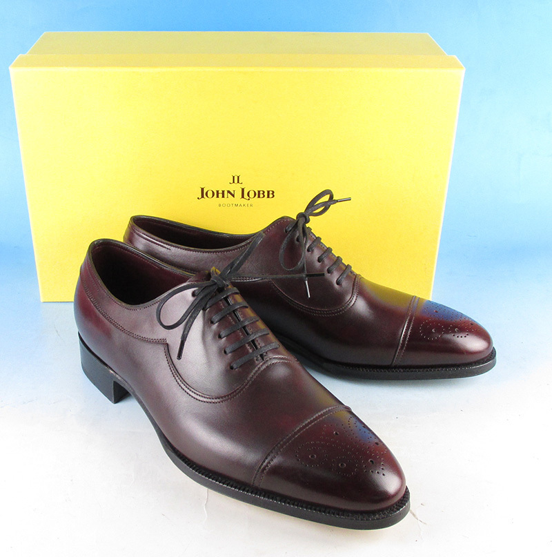 LYF10988 JOHN LOBB ジョンロブ ILFORD イルフォード キャップトゥ メダリオン シューズ 8.5E バーガンディ系 未使用