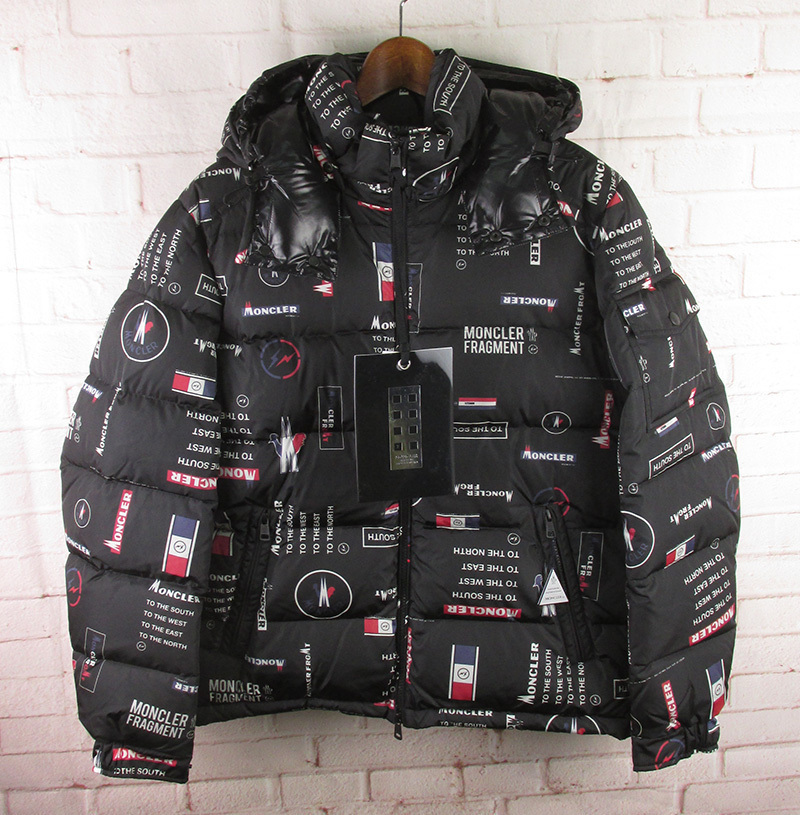 品質検査済 MONCLER LWJ12256 モンクレール ブラック 新品 0 ダウンジャケット 総ロゴ 青山限定 18AW FRAGMENT GENIUS ダウンジャケット