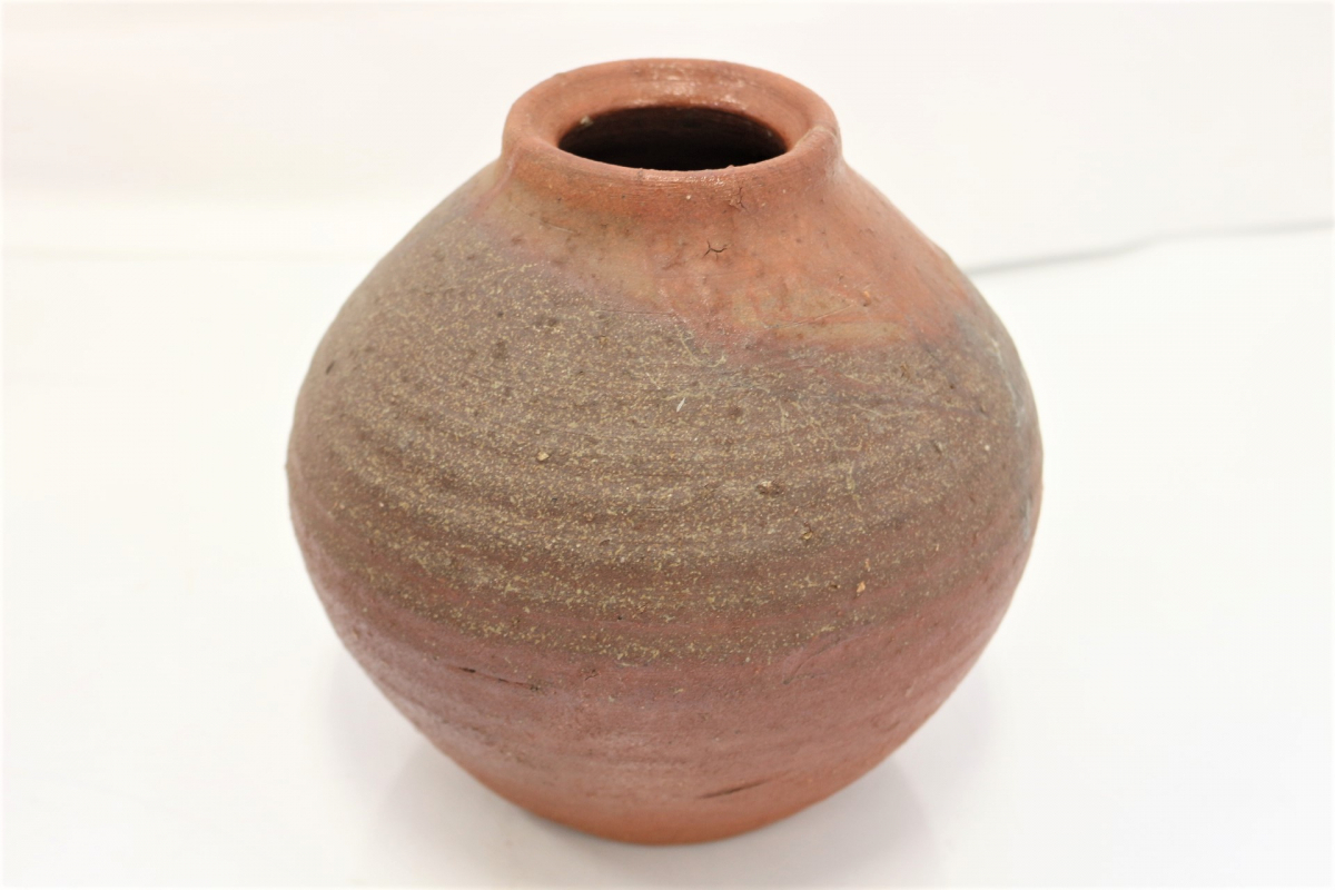 【行董】備前焼 天人窯 榊原清人 作 緋襷 壺 花瓶 陶芸品 共箱付き 岡山 ゆうパック ZJZ01ABH32