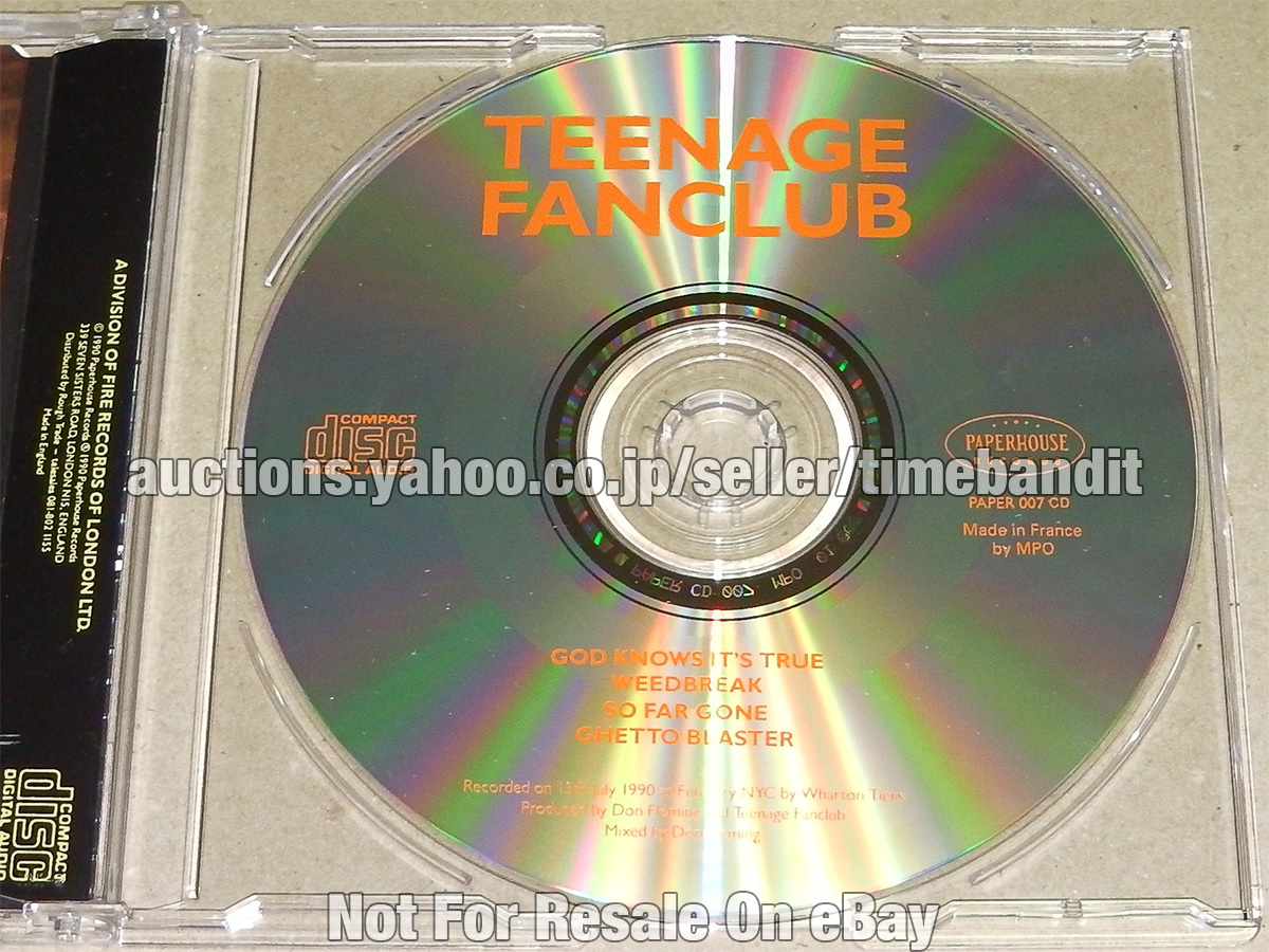 中古輸入CDS Teenage Fanclub God Knows It's True [Single 1990][PAPER 007 CD] Weedbreak So Far Gone Ghetto Blasterの画像3
