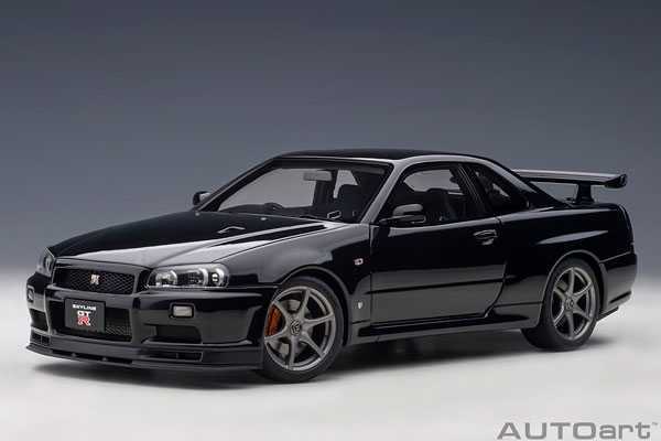 送料無料　AUTOart 1/18 ニッサン スカイライン GT-R (R34) Vスペック II ブラックパール _画像1