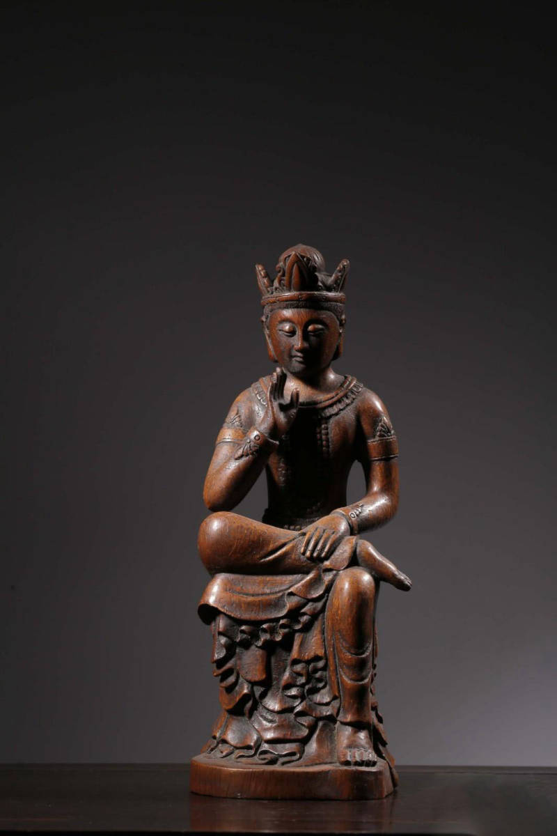 最安値 清代　竹彫りの観音菩薩像 仏像