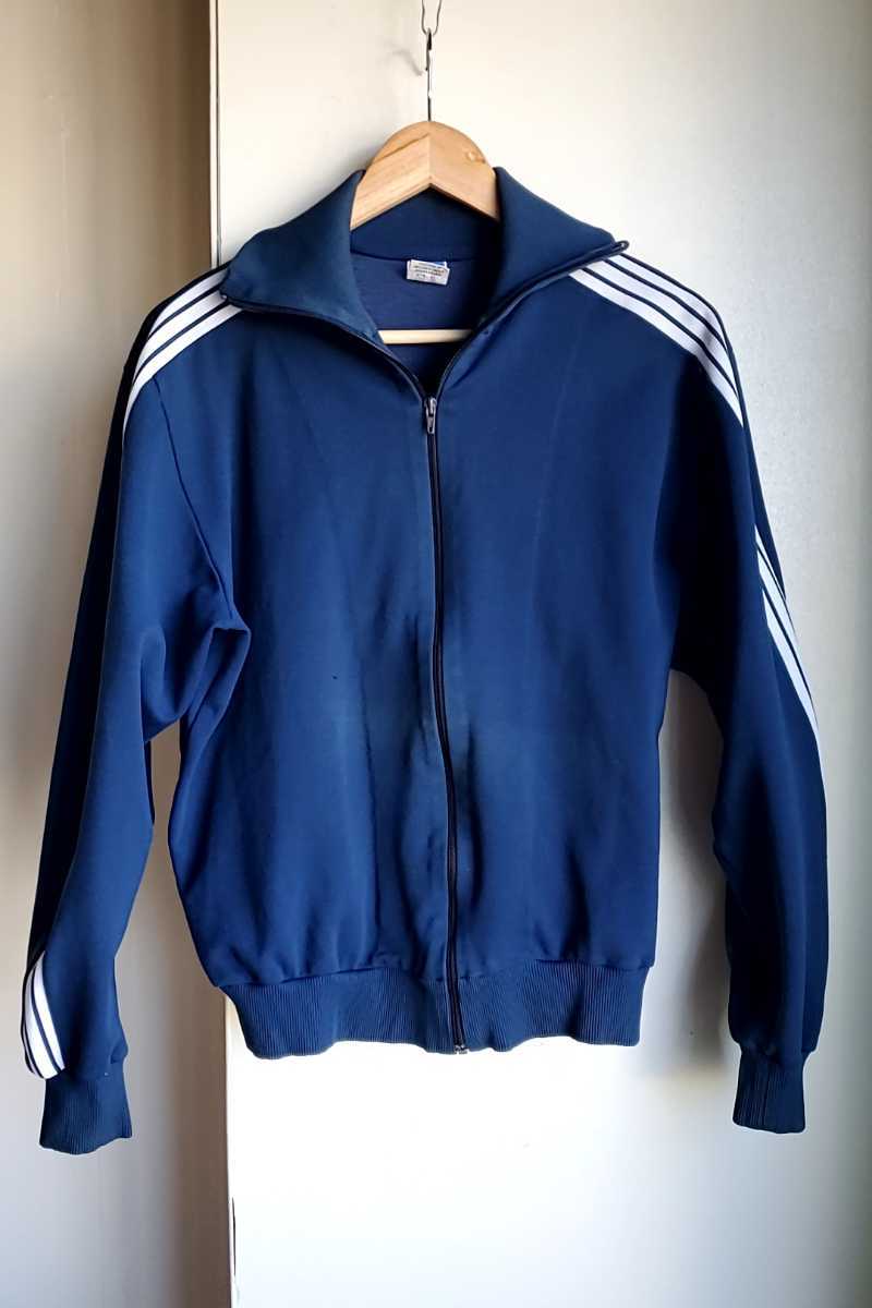 927◆70s80s 西ドイツ製 アディダス adidas デザント ノーマーク トラックジャケット size4 青×白 3本ライン ジャージ 中古  USED