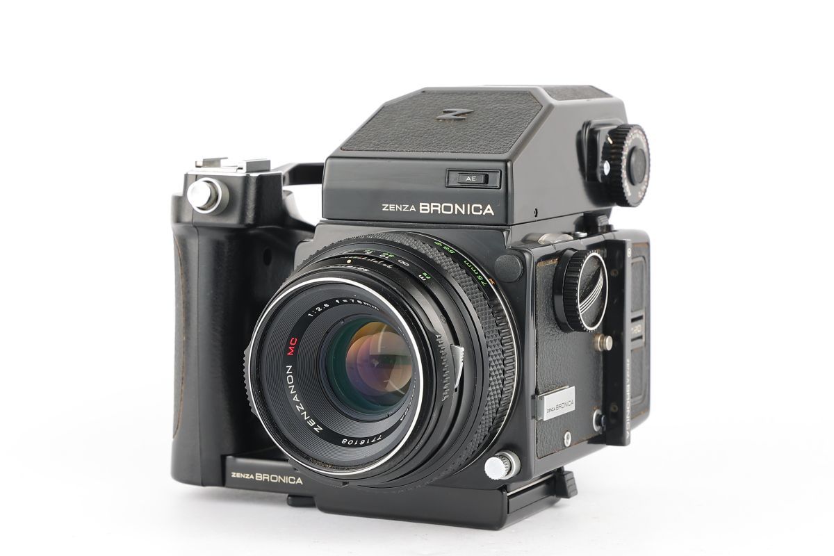 07542cmrk ZENZA BRONICA ETR AE プリズムファインダー + ZENZANON MC 75mm F2.8 中判カメラ 標準レンズ_画像1