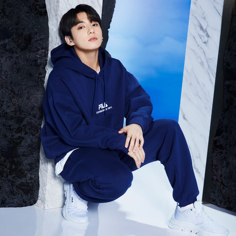  free shipping BTS have on model FILA filler Parker collaboration official goods men's lady's unisex bulletproof boy . navy navy blue 