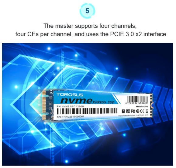 新品$即決!SSD 256GB TOROSUS M.2 NVMe PCI-E 未開封 デスクトップ ノートPC 高速 2280 TLC 3D NAND 内蔵型 パソコン_画像9