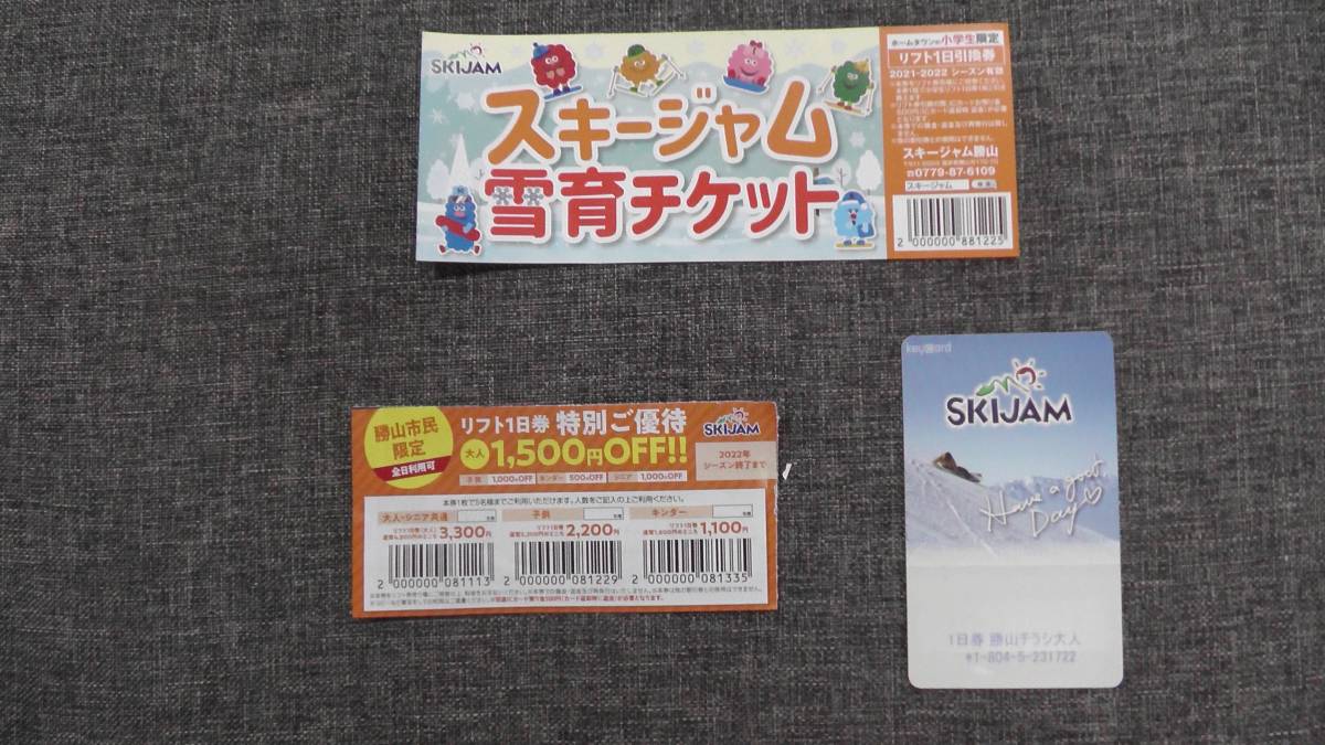 スキージャム勝山　リフト券　小学生無料　勝山市民割　一人1500off　5人まで　① _画像1