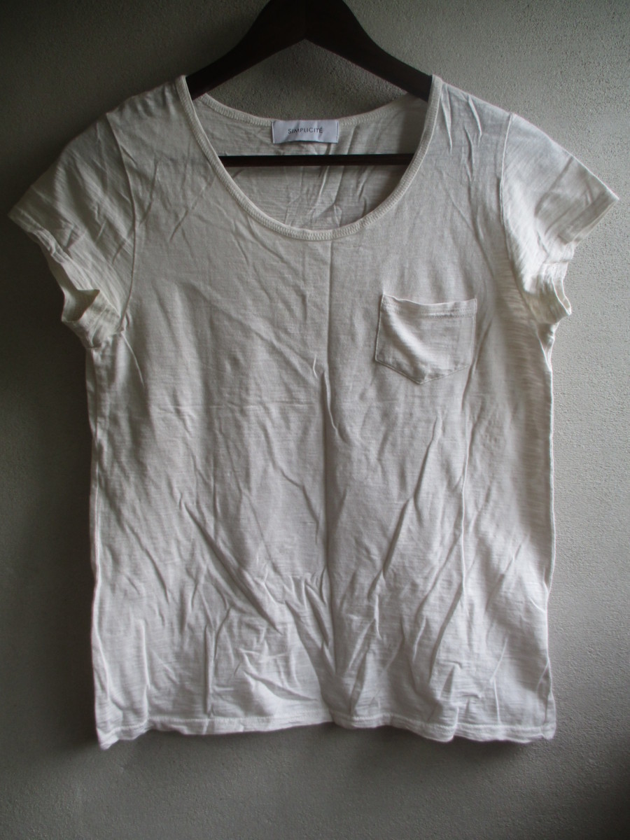 【SIMPLICITE】 Tシャツ レディース サイズ:Ｍ 色:ホワイト 身丈:56 身幅:43 肩幅:36/JAM_画像1