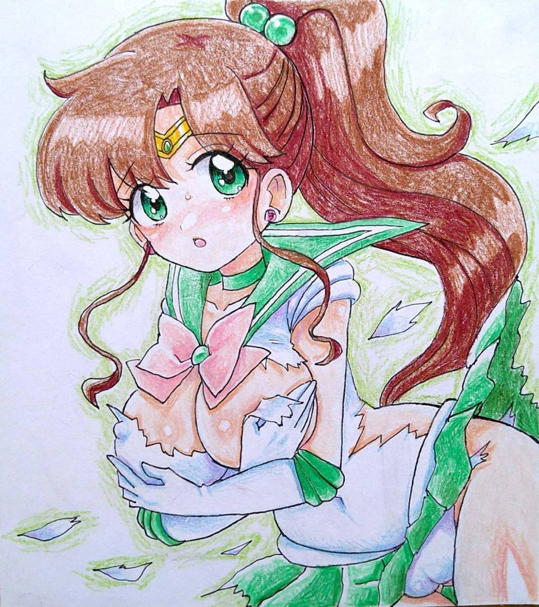 ミニ色紙手描きイラスト 同人 直筆原画 美少女戦士 ミニ色紙手描きイラスト 同人 直筆原画 美少女戦士