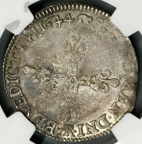 古銭 フランス 銀貨 希少 コイン1644 AR NGC VF 30 ルイ12世 1/4 エキュ アラス ラット POP 1/0 ヨーロッパ