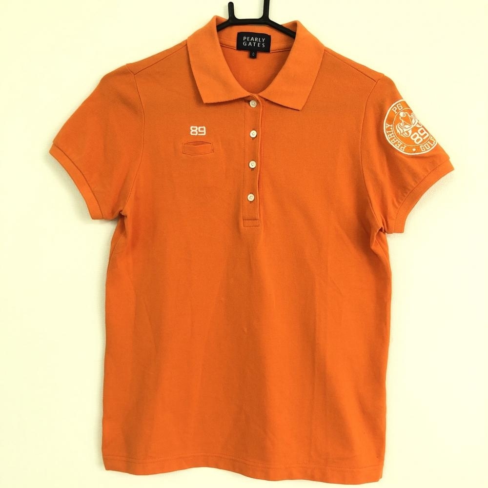 PEARLY GATES パーリーゲイツ 半袖ポロシャツ 大放出セール オレンジ レディース ラッピング無料 0 ワッペン ゴルフウェア