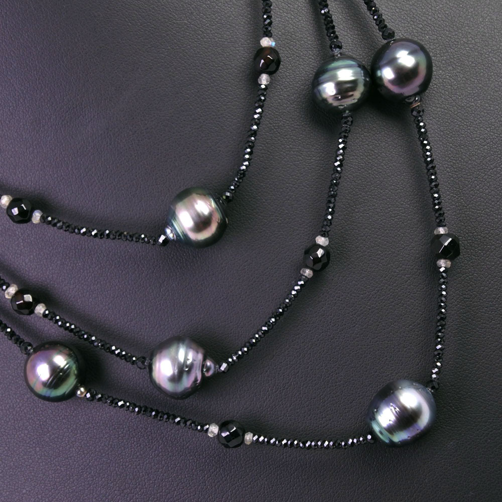 本物 × ブラックパール（黒蝶真珠） 13ｍｍ ネックレス 真珠 オニキス