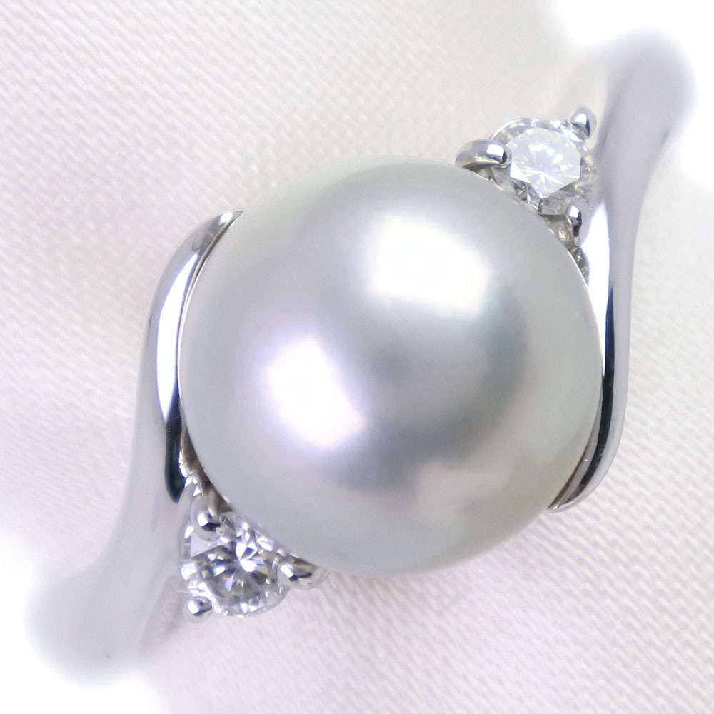 真珠 0.11 リング・指輪 9ｍｍ Pt900プラチナ × パール × ダイヤモンド 12号 レディース【14200304】