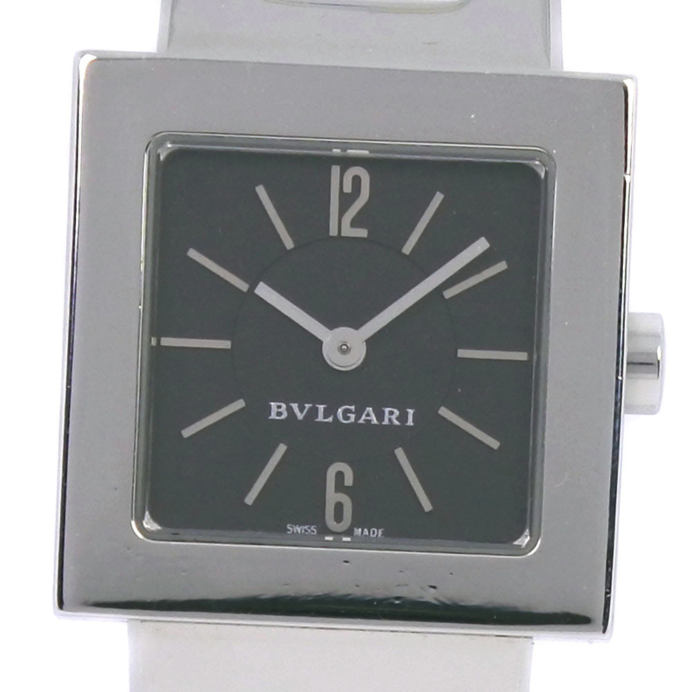 BVLGARI ブルガリ クアドラード SQ22SS 腕時計 SS シルバー クオーツ レディース黒 文字盤【55310212】中古