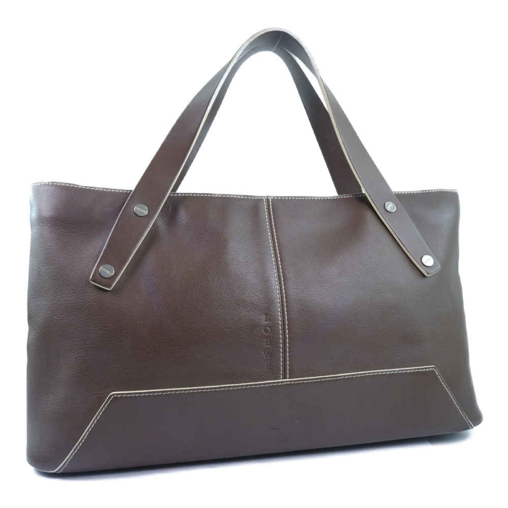 LOEWE ロエベ バック ハンドバッグ カーフ 茶 レディース【55140239】中古_画像1