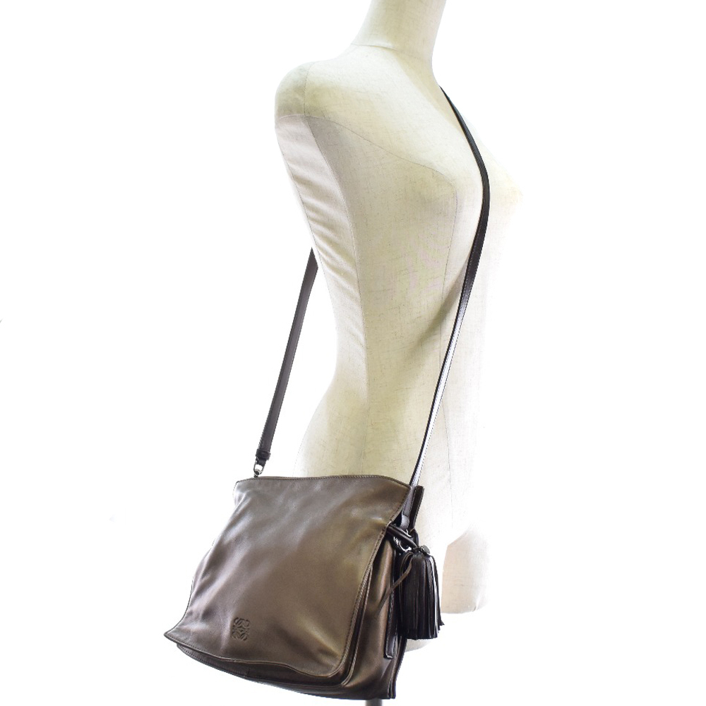 LOEWE ロエベ フラメンコ ショルダーバッグ ラムスキン ブロンズ レディース【15143005】中古_画像7