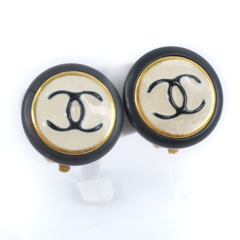 CHANEL シャネル ココマーク 97P イヤリング 金メッキ 黒 レディース