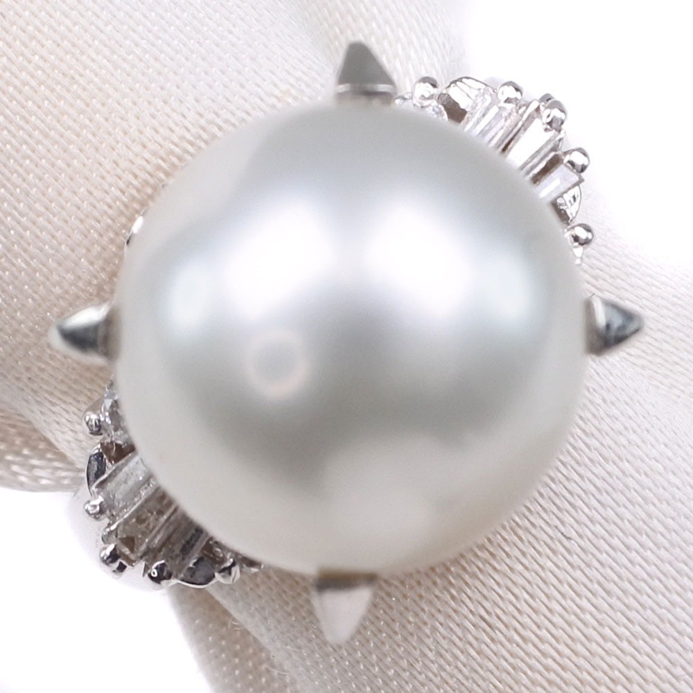 真珠 ダイヤモンド 0.11 リング・指輪 10.5 ｍｍ パール × Pt900プラチナ 6号 レディース【16262941】中古
