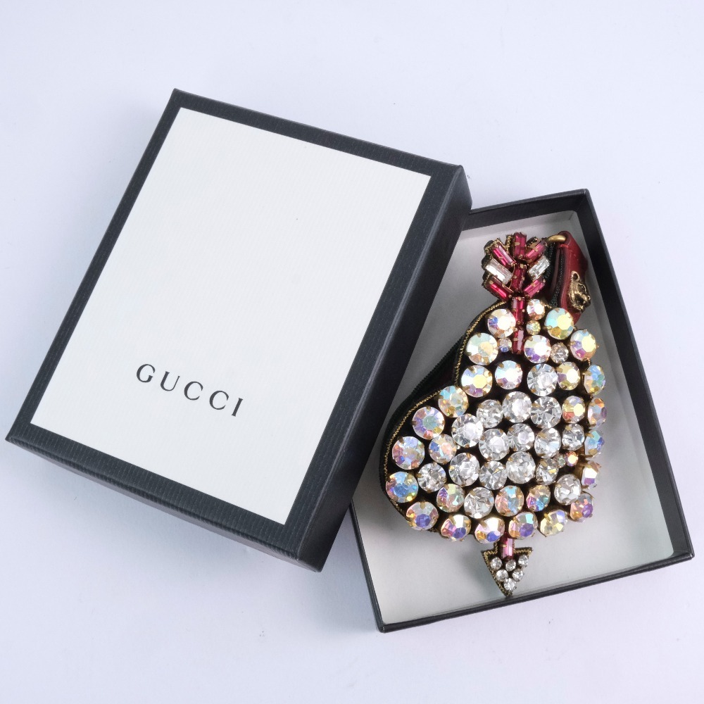GUCCI グッチ ピアスドハート ビジュー ブレスレット レザー×ライン