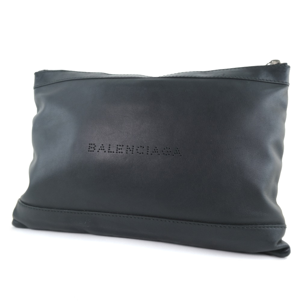 BALENCIAGA バレンシアガ ネイビー クリップM クラッチバッグ 37373 セカンドバッグ カーフ 黒 ユニセックス【59080375】中古_画像2