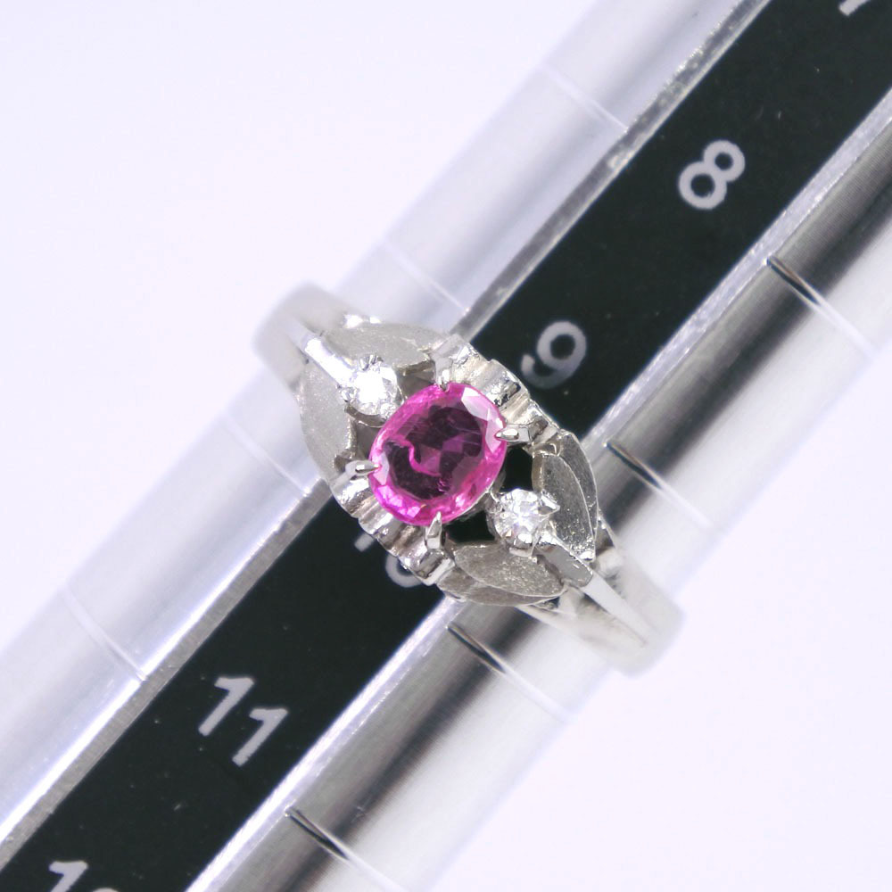 リング・指輪 Pt900プラチナ×ルビー×ダイヤモンド 9.5号 ピンク