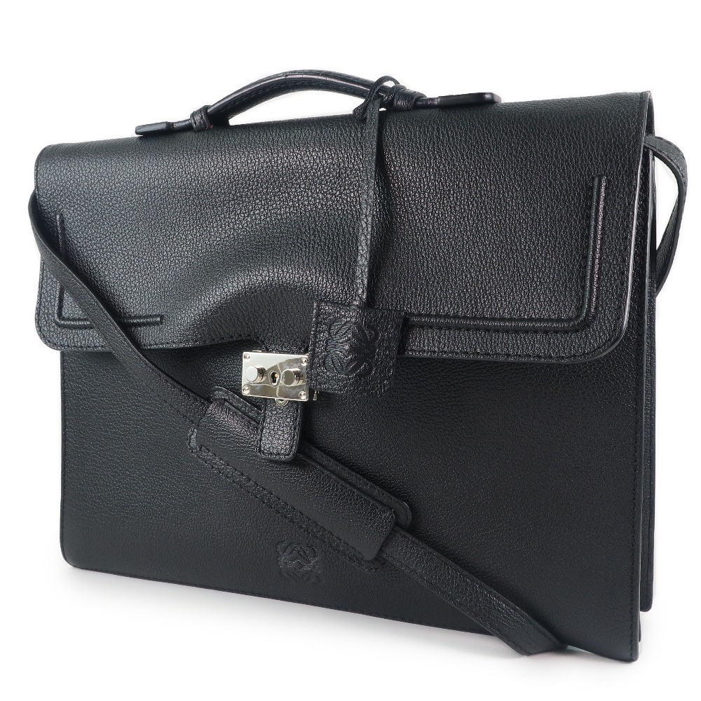 LOEWE ロエベ ビジネスバッグ カーフ 黒 メンズ【55140304】中古_画像2