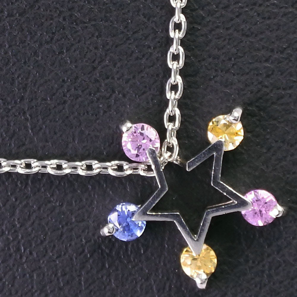 STAR JEWELRY スタージュエリー スター マルチストーン ネックレス Pt950プラチナ マルチカラー レディース【52010381】中古_画像1