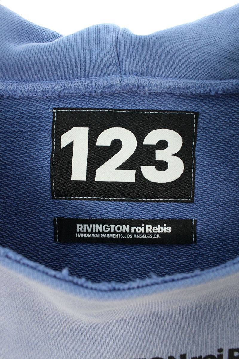 RRR123 RIVINGTON roi Rebis ユニオン BLOOD AND WATER HOODIE S ヴィンテージ加工プルオーバーパーカー ブルー 【1330】【99】_画像3