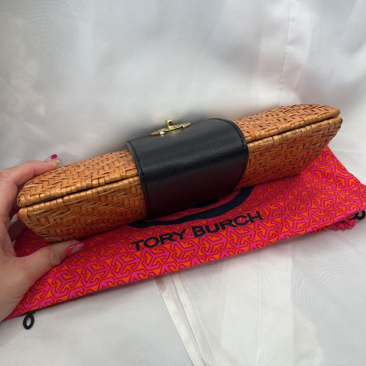 美品！TORY BURCH トリーバーチ かごクラッチバッグ かごバッグ 夏用バッグ