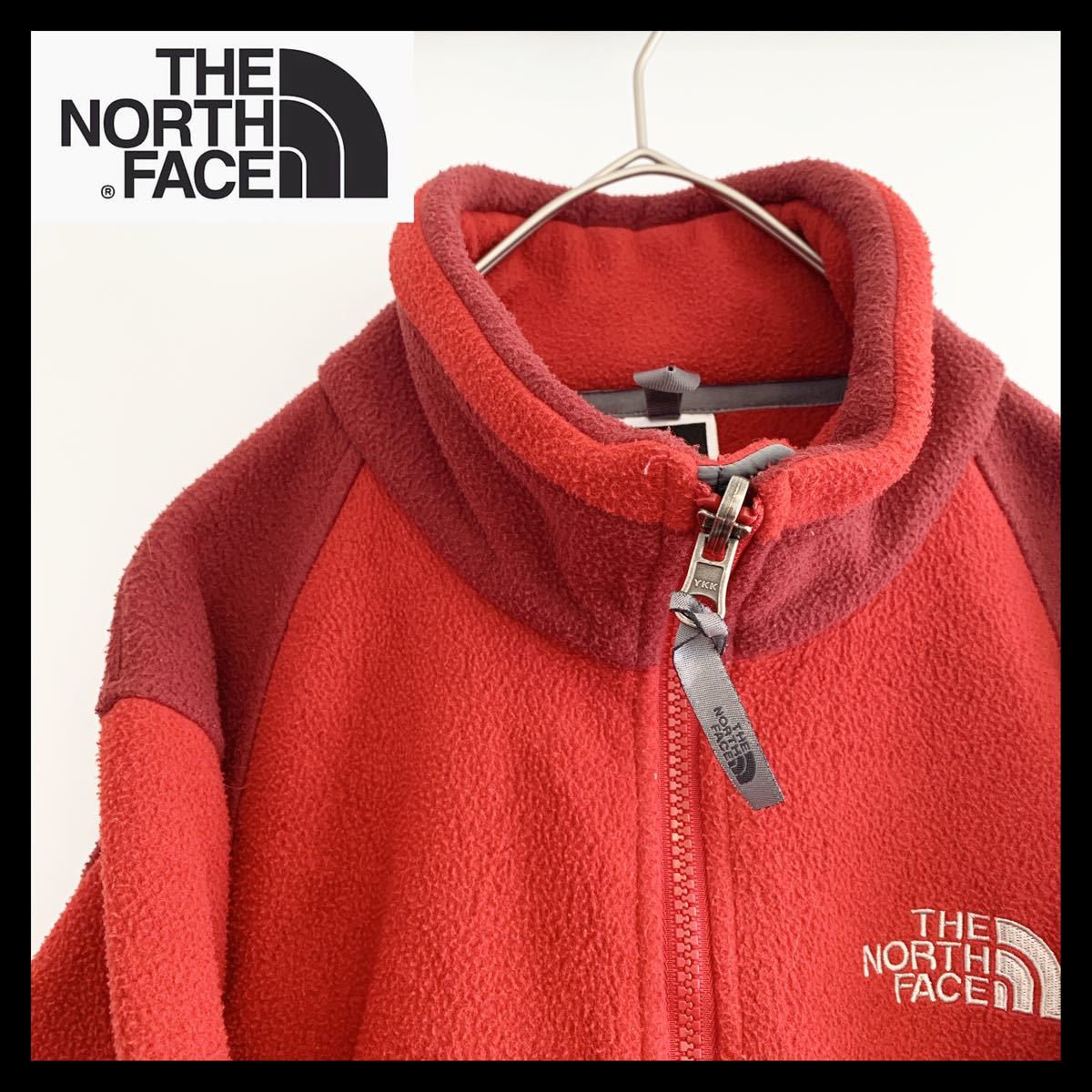 ザ・ノースフェイス フリースジャケット ロゴ刺繍入 赤 レディースS フリース THE NORTH FACE