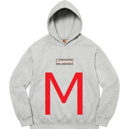 Supreme 22SS Burberry Box Logo Hooded Sweatshirt Heather Grey M シュプリーム バーバリー ボックスロゴ フーディ 新品未使用_画像1