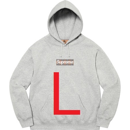 Supreme 22SS Burberry Box Logo Hooded Sweatshirt Heather Grey L シュプリーム バーバリー ボックスロゴ フーディ 新品未使用_画像1