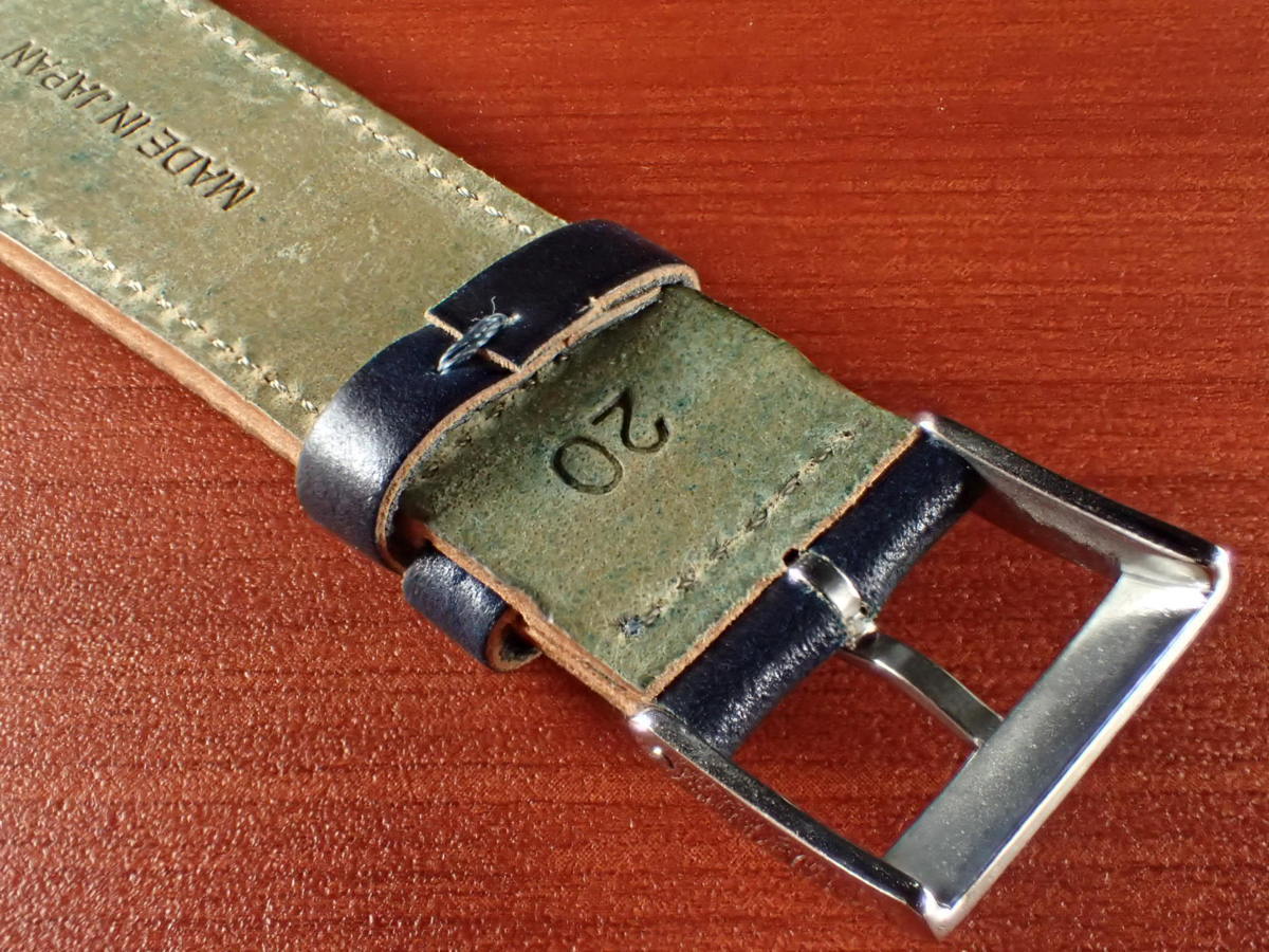 CBHS-04a ホーウィン シェルコードバン革ベルト ネイビー 18、20mm