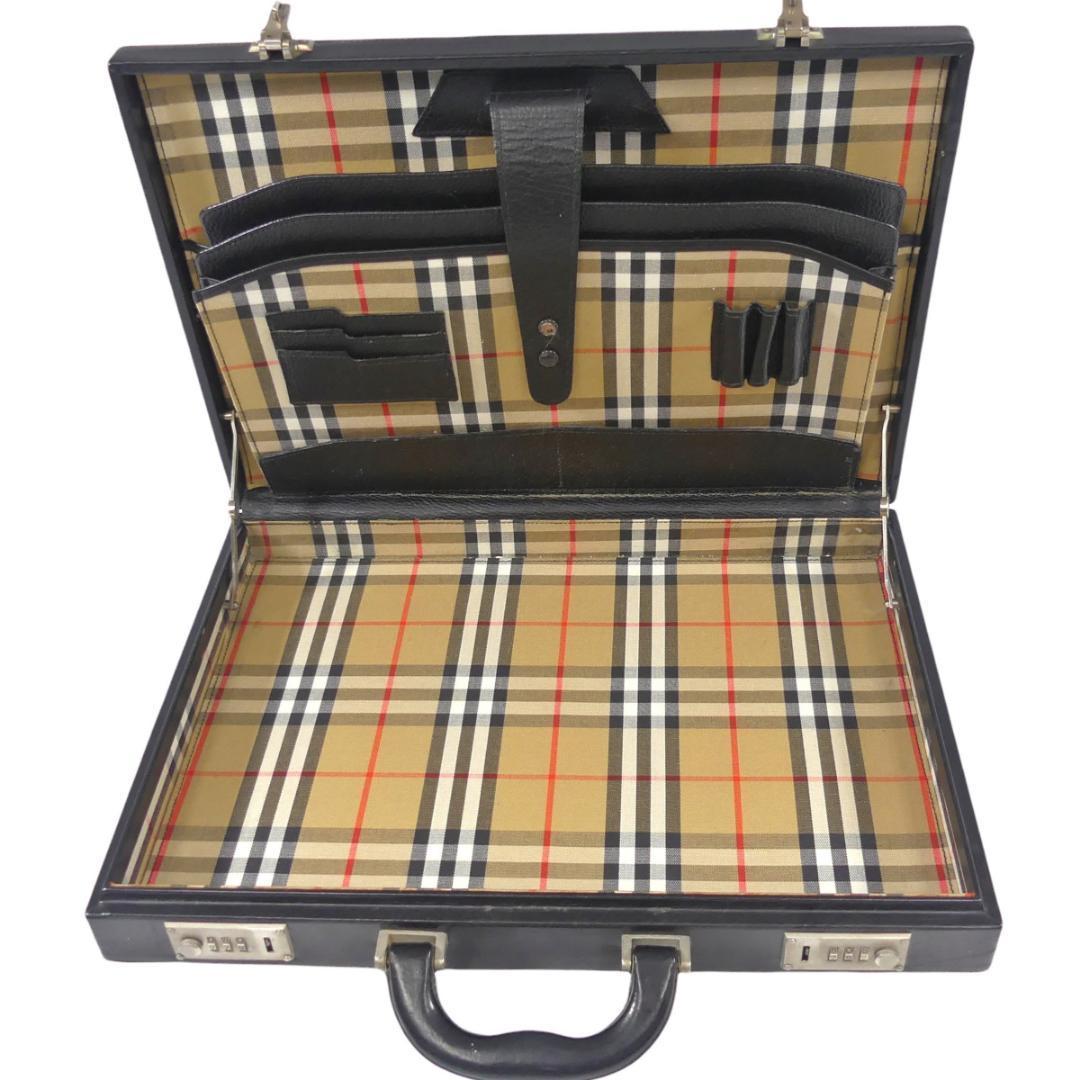  prompt decision *BURBERRY* leather attache case Burberry men's Chrono ba check original leather business bag real leather commuting trunk key attaching business trip 