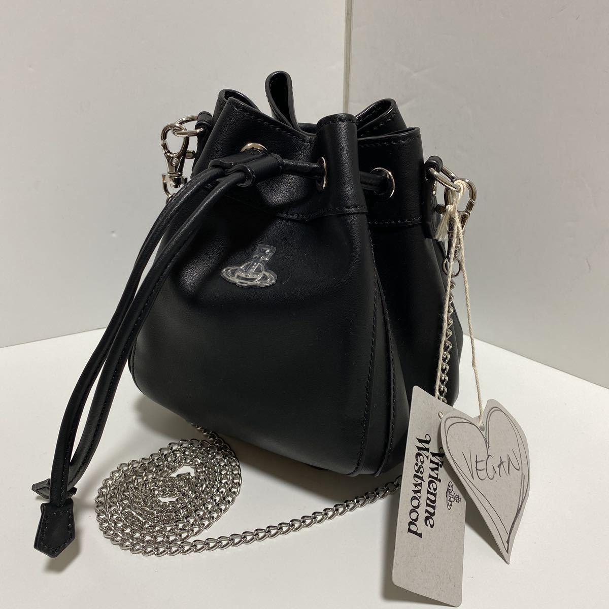 vivienne westwood ショルダーバッグ 巾着 革 レザー 黒-
